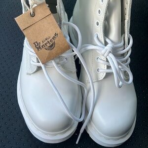 All white woman’s boots